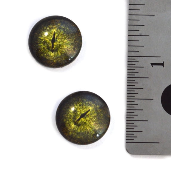 Dark Green Crocodile Gharial Inspired Glass Eyes