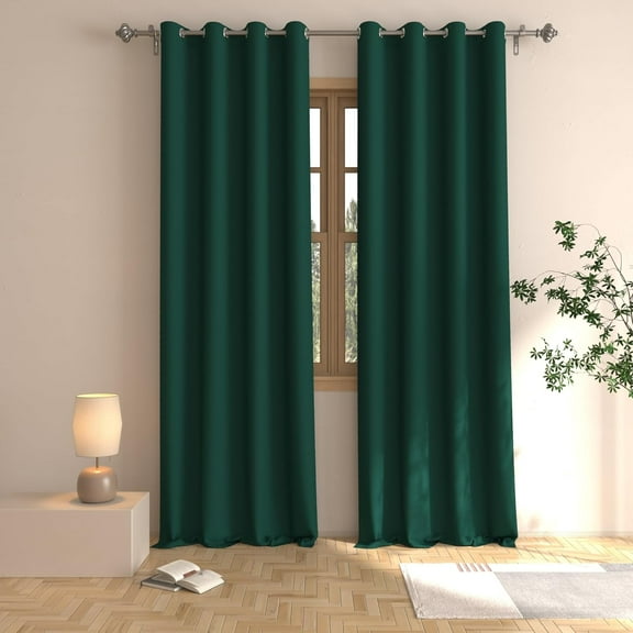 Dark Green Curtains Blackout 92 inches Long Room Darkening Window Curtain Panels Living Room Divider Patio Doorway Sliding Glass Door Grommet Top Thermal Insulated Drapes Bedroom 2 Panels 52"x92"
