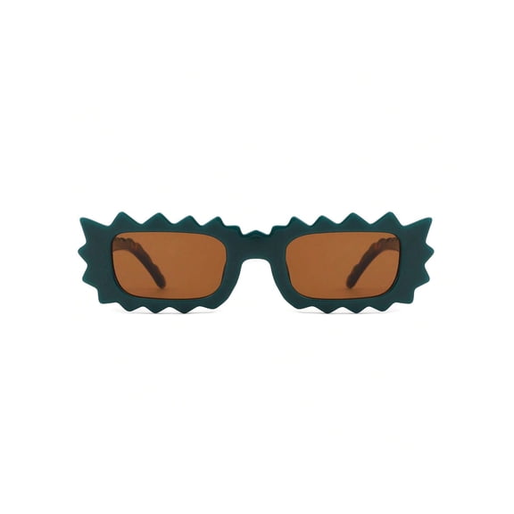 Dark Green Decorative Edge Frame Sunglasses - Dark Lens UV Protection Fresh Stylish Eyewear