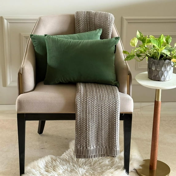 Dark Green Decorative Lumbar Pillow Cover 20"x26" | Pack of 2 Modern Velvet Oblong Cushion Cover Solid | Plain Solid Pillowcases for Bed, Couch & Sofa, Modern Home Décor - Dark Green Velvet Dream