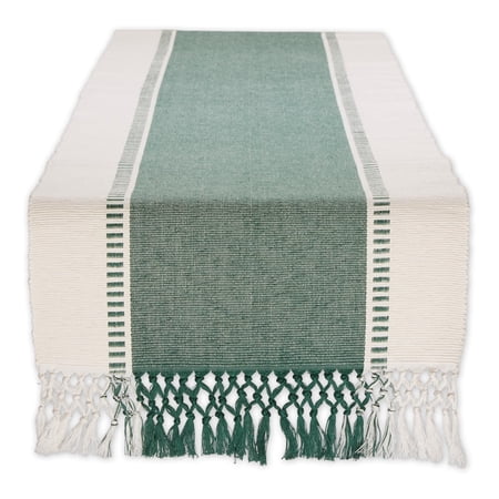 Dark Green Dobby Stripe Ribbed Table Runner 13" x 108"