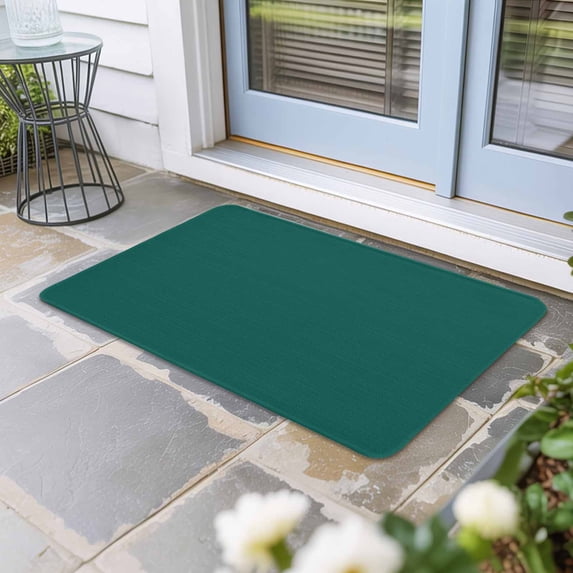 Dark Green Door Mat Indoor Outdoor, Modern Pure Dark Green Non Slip Welcome Mat with Rubber Backing, Absorbent Fabric Front Door Mats Entryway Rug for Home Patio Entrance 16"x24"