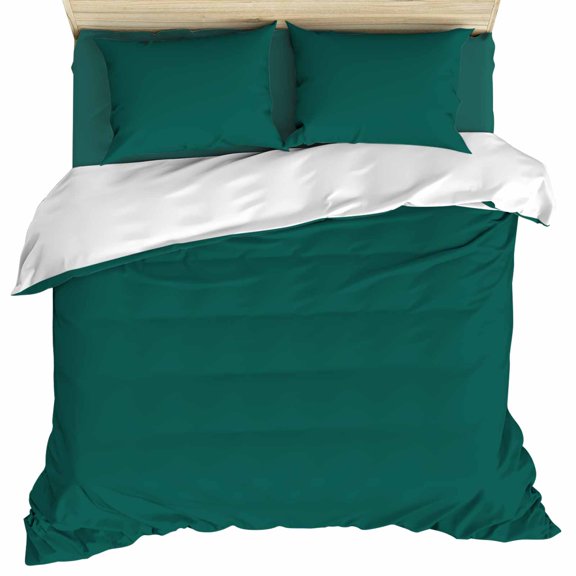 Dark Green Duvet Cover Set, Modern Pure Dark Green Soft Duvet Cover Twin Size Bedding Set 4 Pieces, 1 Quiltcover and 2 Pillowcases with Zipper, 1 Bed Sheet for All Seasons
