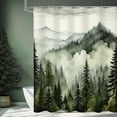 thumbnail image 1 of Dark Green Extra Long Misty Pine Forest Shower Curtain 72 x 84, XL Mountain Foggy Woodland Scenery Tree Shower Curtains for Bathroom, Waterproof Nature-Themed Decor, 1 of 6