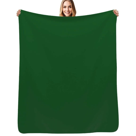 Dark Green Flannel Blanket Warm Soft Bedding Throws Winter Camping Chair Sofa Bed