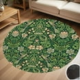 Dark Green Floral Hummingbird Pattern Round Carpet Living Room Bedroom