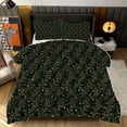 thumbnail image 1 of Dark Green Foliage Orange White Dots Comforter Set Full Size Bedding Set For Travl Bedroom Decor Quilt With 2 Pillow Cases, 1 of 5