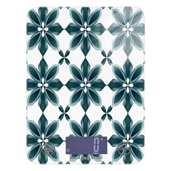 Dark Green Geometric Flowers Food Scale Digital Kitchen Scale Waterproof Grams Ounces lbs for For Baking and Cooking