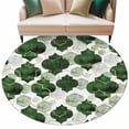 thumbnail image 1 of Dark Green Geometric Moroccan Round Area Rugs Collection 7', Abstract Art Ombre Modern Non Slip Indoor Circular Throw Runner Rug Floor Mat Carpet for Living Room Dining Table Bedroom Nursery, 1 of 9