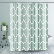 Dark Green Geometric Shower Curtain, Waterproof Design and Polyester, Quick-Drying, Weighted Hem, Green Fabric Shower Curtains Set for Bathroom W 72 x H 72, Machine Washable with 12 Hooks