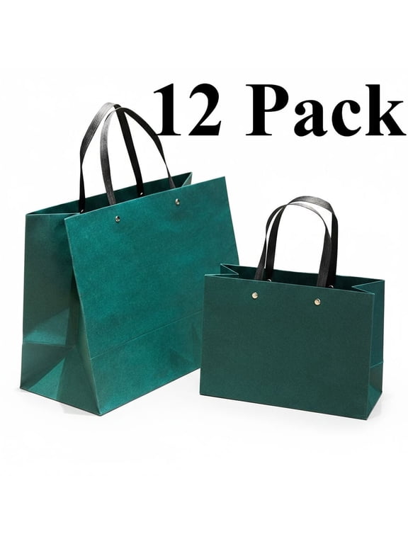 Dark Green Gift Bags, Dark Green Gift Bag with Handles 16 x 6 x 12 Kraft Paper Bags 12 Pack Heavy Duty Shopping Bags Matte Paper Bags Party Bags Shopping Bags Merchandise Bags