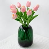 Dark Green Glass Flower Vase for Centerpieces Flowers 6.7 Inch Round