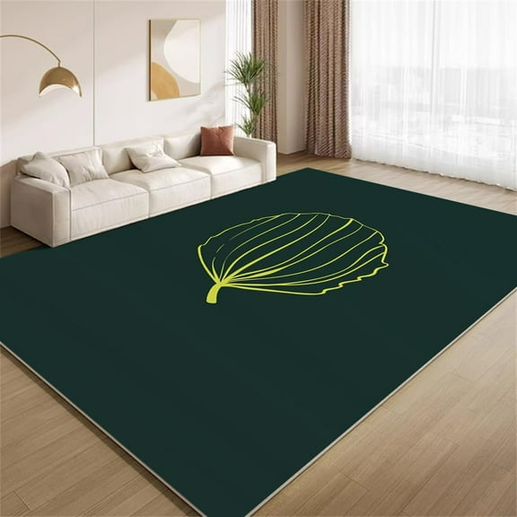Dark Green Gold Area Rugs Emerald Gold Leaves Rugs Ultra Soft Washable Non Slip Carpet for Bedroom Living Room Study Office Home Decor Mats 5ftx8ft