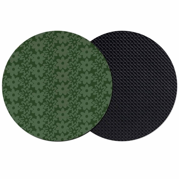Dark Green Gold Floral Coasters Set of 2, Absorbent Coasters for Drinks, Modern Abstract Art Spring Flowers Coaster for Desk Coffee Table Protection, Home Decor House Warming Gifts 4"