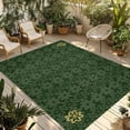 thumbnail image 1 of Dark Green Gold Floral Outdoor Rug for Patio/Deck/Porch, Non-Slip Large Area Rug 5 x 8 Ft, Modern Abstract Art Spring Flowers Indoor Outdoor Rugs Washable Area Rugs, Camping Rug Carpet Runner, 1 of 8