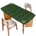 thumbnail image 1 of Dark Green Gold Floral Table Cloths for 6 Foot Rectangle Tables, Modern Abstract Art Spring Flowers Patio Waterproof Elastic Fitted Tablecloths, Washable Rectangular Table Cover for Camping, 1 of 8