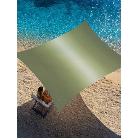 Dark Green Gradient Sun Shade Sail 6.5' x 10', Abstract White Sage Green Minimalist Art Rectangle Outdoor Sunshade Canopy, Waterproof UV Block Patio Covers for Garden Yard Beach