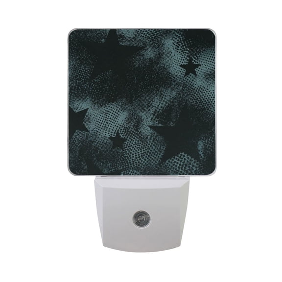 Dark Green Graffiti Style Stars LED Night Light Sensor Lamp Plug-in Adjustable Brightness 2 Pack