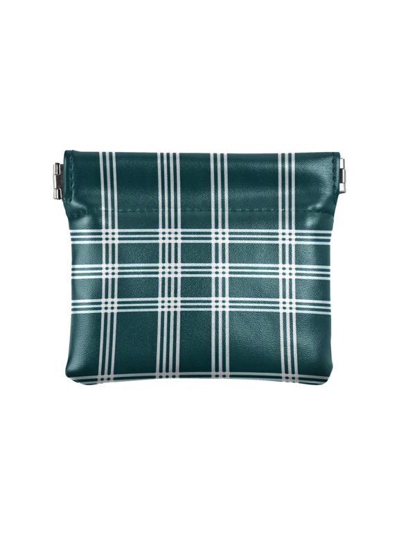 Dark Green Grid Wallet Small PU Leather Change Pouch Wallet for Women