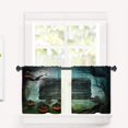 thumbnail image 1 of Dark Green Halloween Horror Forest Kitchen Tier Curtains for Windows,Moon Bats Blackout Valances Multilayer Polyester Window Treatments for Kitchen 2 Pack 26X24 Inches, 1 of 6