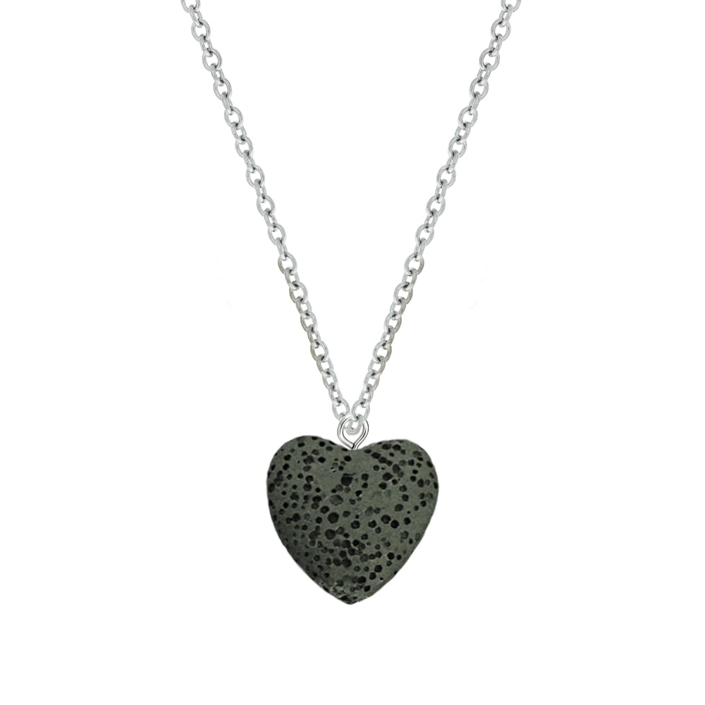 Dark Green Heart Lava Bead Aromatherapy Oil Necklace Jewelry Essential Oil Diffuser Necklace Scent Necklace with Gift Box