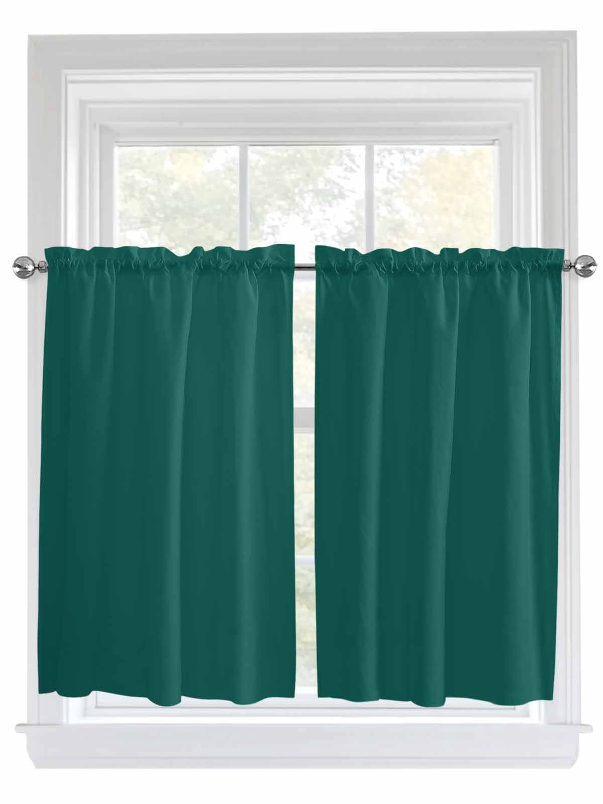 Dark Green Kitchen Curtains 54 Inches length, Farmhouse Solid Green ...