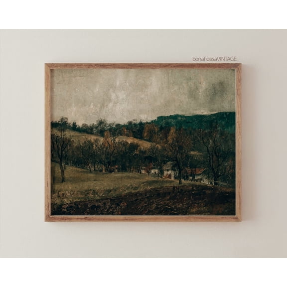 Dark Green Landscape Dark Cottagecore Dark Academia Wall Art Poster, Poster Only