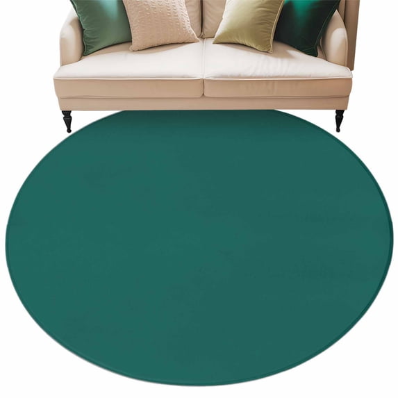 Dark Green Large Area Rugs for Bedroom Living Room, Soft Non Slip Carpet Bedside Rug, Modern Pure Dark Green Round Floor Cover Kitchen Accent Rug 6' for Dining Room/Office