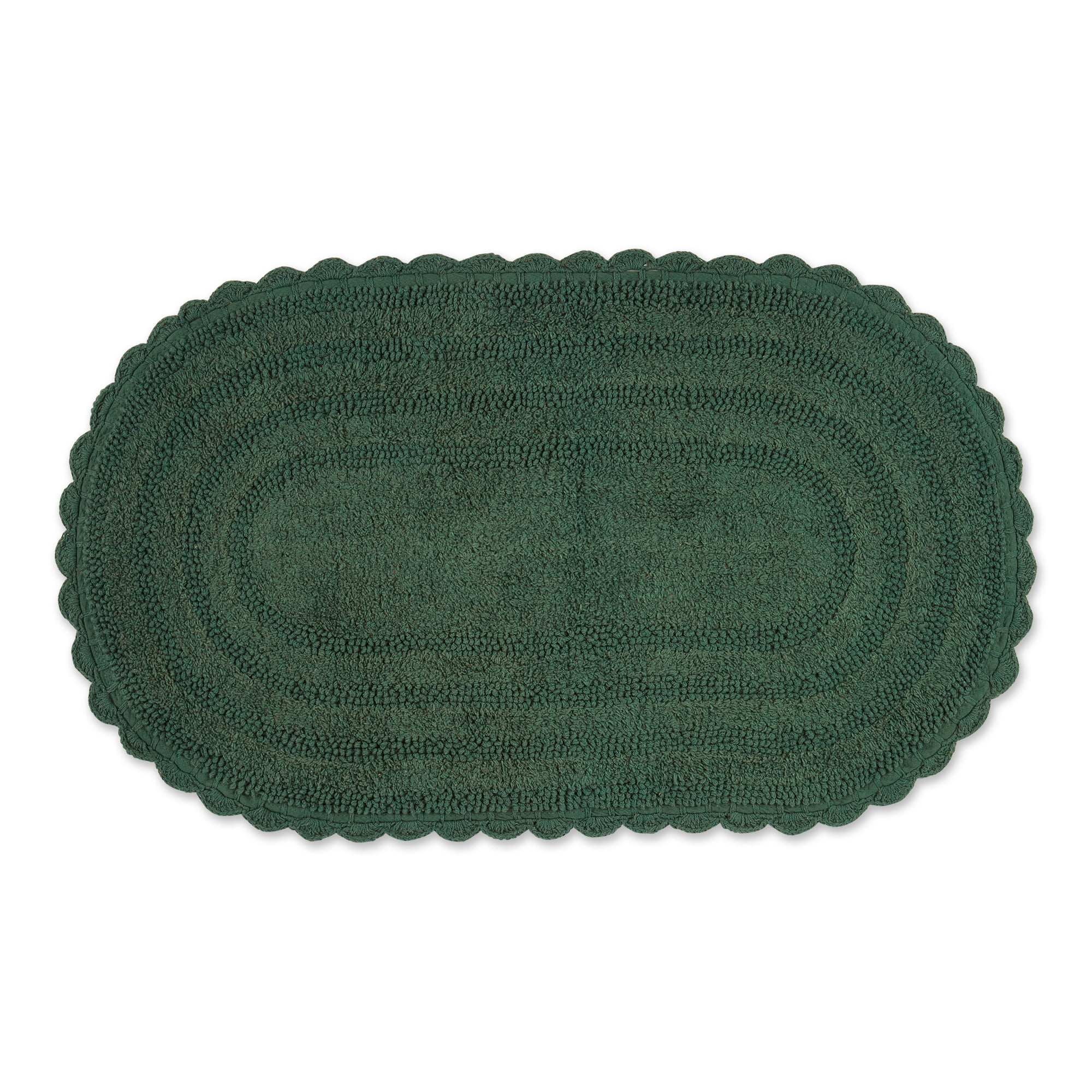 Dark Green Large Oval Crochet Bath Mat