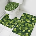 thumbnail image 1 of Dark Green Leaf Bathroom Rugs Set Watercolor Spring Dark Green Leaves Plant Linen Texture Non Slip Absorbent Bath Mats 3 Piece Set with Bathroom Rug, U-Shaped Floor Mat, Toilet Seat Cover Large Size, 1 of 9