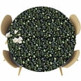 thumbnail image 1 of Dark Green Leaves Round Tablecloth, Fitted Table Cover with Elastic for 55"-60" Round Tables, Pastoral Farmhouse Botanical Plant Table Cloth Outdoor Indoor Dinning Party Waterproof Tablecloths, 1 of 7