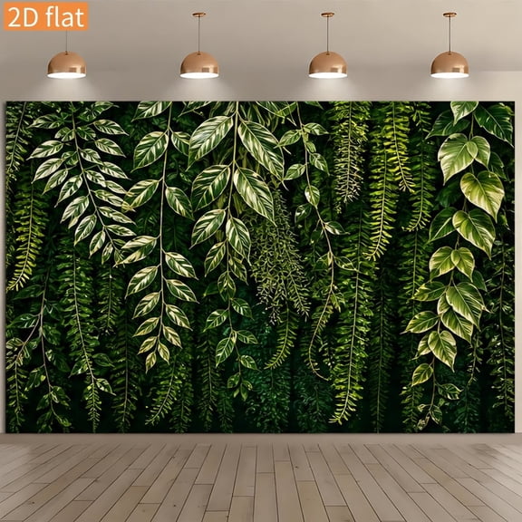 Dark Green and Light Green Vine Leaves Wall Backdrop Layered Green Leaves Background Tropical Greenery Leaves Party Decorations Banner Supplies Photo Booth Props