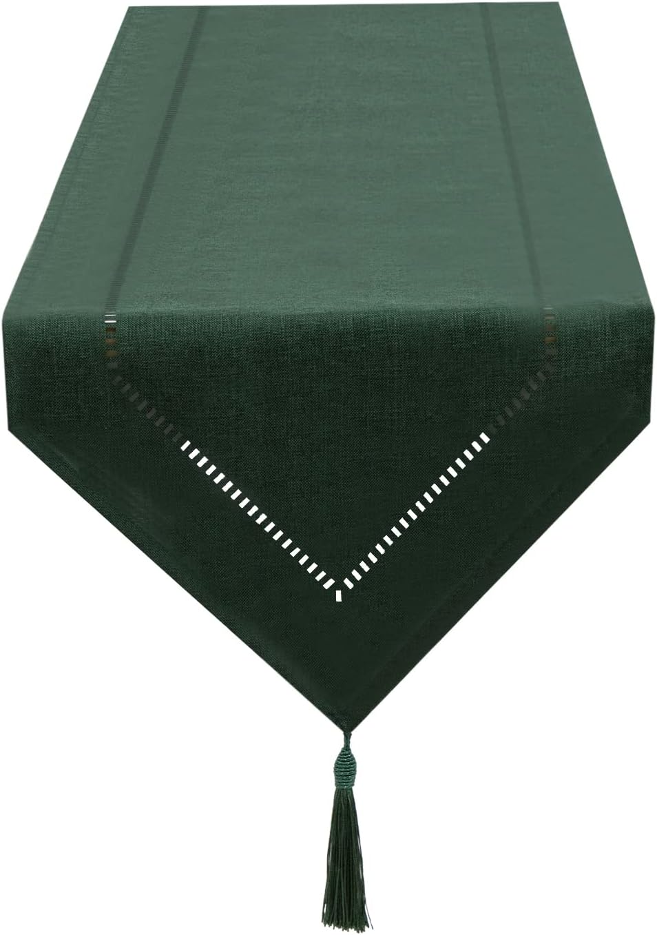 Dark Green Linen Table Runner Modern, Easycare Runner for Dining and