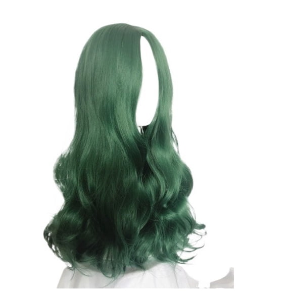 Dark Green Long Curly Wig for Women - Medium Parted Big Wave Hairpiece for Cosplay and Everyday Use