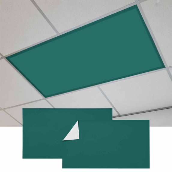 Dark Green Magnetic Fluorescent Light Covers for Ceiling Lights 2 x 4 Feet, Modern Pure Dark Green Office Classroom Kitchen Drop Ceiling Light Covers Lighting Filters Shade Panel 2 Packs