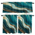 thumbnail image 1 of Dark Green Marble Kitchen Curtains Valances and Tiers Set of 3 Gold Line Abstract Art Fluid Modern Tier Curtains and Valance with Rod Pocket for Small Windows, 27.5"x24", 1 of 9