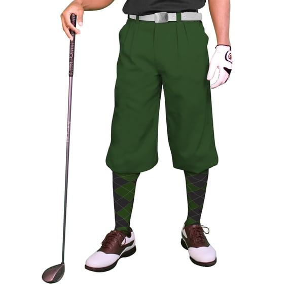 Dark Green Microfiber Golf Knickers ( Plus Fours) for Men - 50"