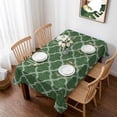 thumbnail image 1 of Dark Green Moroccan Table Cloth Waterproof Tablecloths, Middle Century Quatrefoil Plaid Art Tablecloth Dining Table Cover for Kitchen Party Tabletop Outdoor, Rectangle Tablecloth 60x84 Inch, 1 of 9