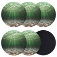 thumbnail image 1 of Dark Green Ocean Waves Coasters Set of 6, Absorbent Coasters for Drinks, Summer Beach Coastal Abstract Coaster for Desk Coffee Table Protection, Home Decor House Warming Gifts 4", 1 of 8