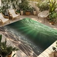thumbnail image 1 of Dark Green Ocean Waves Outdoor Rug for Patio/Deck/Porch, Non-Slip Large Area Rug 5 x 8 Ft, Summer Beach Coastal Abstract Indoor Outdoor Rugs Washable Area Rugs, Reversible Camping Rug Carpet Runner, 1 of 8