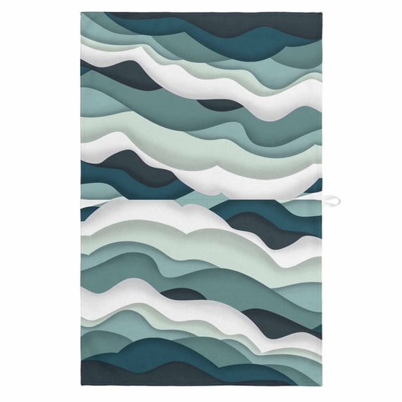 Dark Green Ombre 1 Pack Kitchen Towel, Water Absorbent Dish Towel, Modern Geometric Moire Abstract Art Decorative Hand Towels - Quick Drying Cloth for Cooking Baking, 18x28 Inch