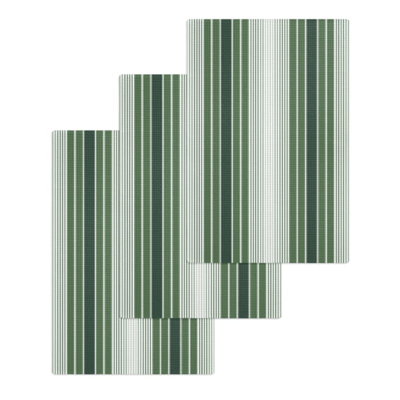 Dark Green Ombre Stripe Kitchen Dish Towels for Drying Dishes Set of 3, Farmhouse Simple Striped Waffle Weave Microfiber Hand Tea Bathroom Towels Quick Dry & Absorbent Towel 15.7x23.6