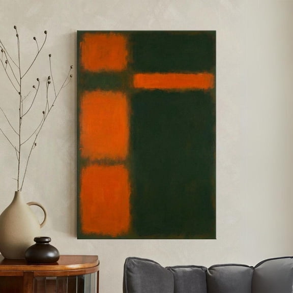 Dark Green Orange Poster, Unframed Paper Poster 8x10in