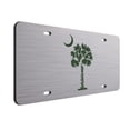 thumbnail image 1 of Dark Green Palm Tree Crescent Moon Brushed Aluminum ACM License Plate South Carolina Beach Logo Car Tag, 1 of 1
