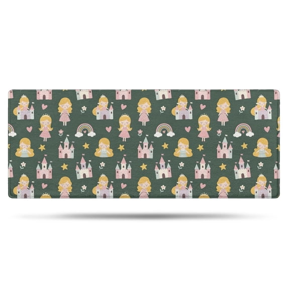 Dark Green Princess Castle Pattern Bathroom Rugs Mat,Non Slip Microfiber Bathroom Rug,Rubber Backing,Soft Bathroom Mats for Bathroom Floor,Tub and Shower,60x24in(150x60cm)