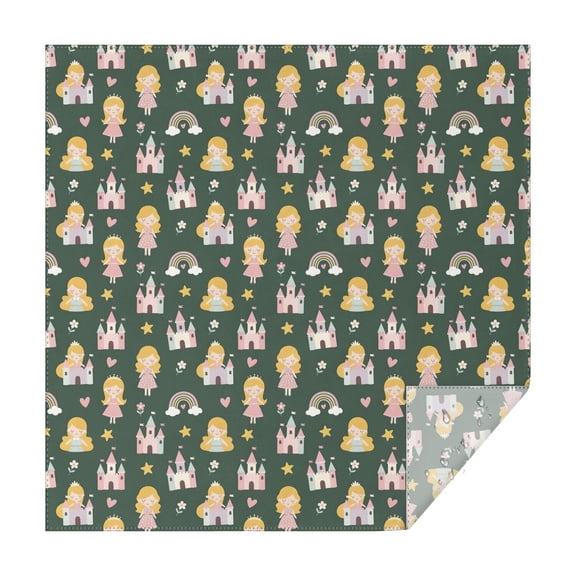 Dark Green Princess Castle Pattern Square Tablecloth,Waterproof Square Table Cover,Wipeable Spillproof Washable Table Cover for Home Kitchen Party Decor 42"X42"(107x107cm)