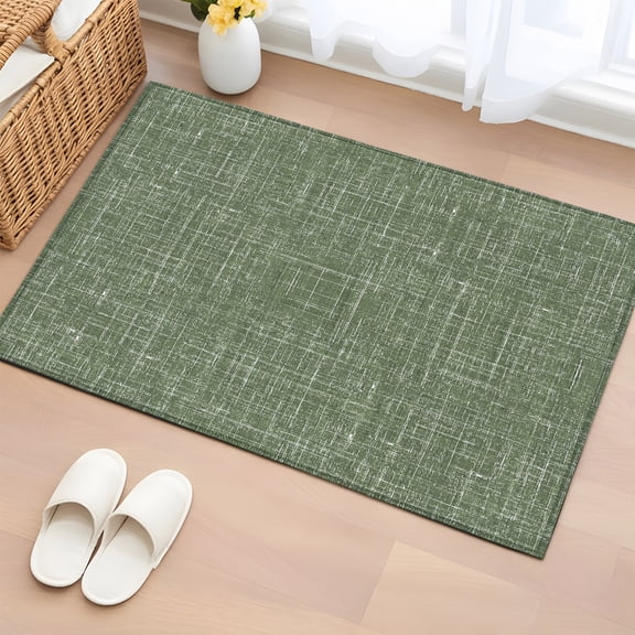 Dark Green Rectangle Area Rug 2x3ft Abstract Modern Farmhouse Solid Color Washable Rugs for Living Room, Non Slip Soft Carpet for Bedroom Entryway Dining Room