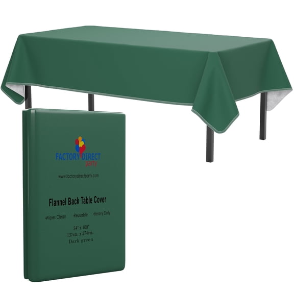 Dark Green Rectangular Flannel Backed Table Cover - 54 x 108 inch - Crown Display