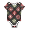 thumbnail image 1 of Dark Green Red Checkerboard Snowflakes Christmas Pure Cotton Bodysuit Short Sleeve Pajamas One-Piece Romper Unisex 2T, 1 of 6