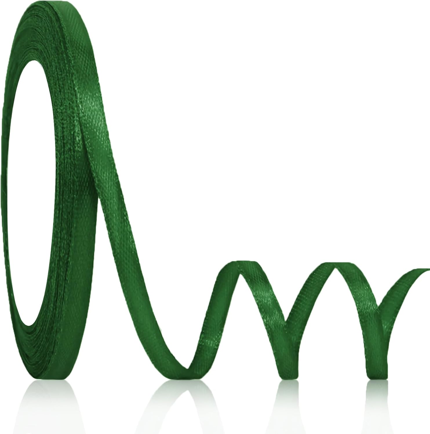 Dark Green Ribbon 1/4 Inch Width, Solid Satin Ribbons with 25 Yards ...